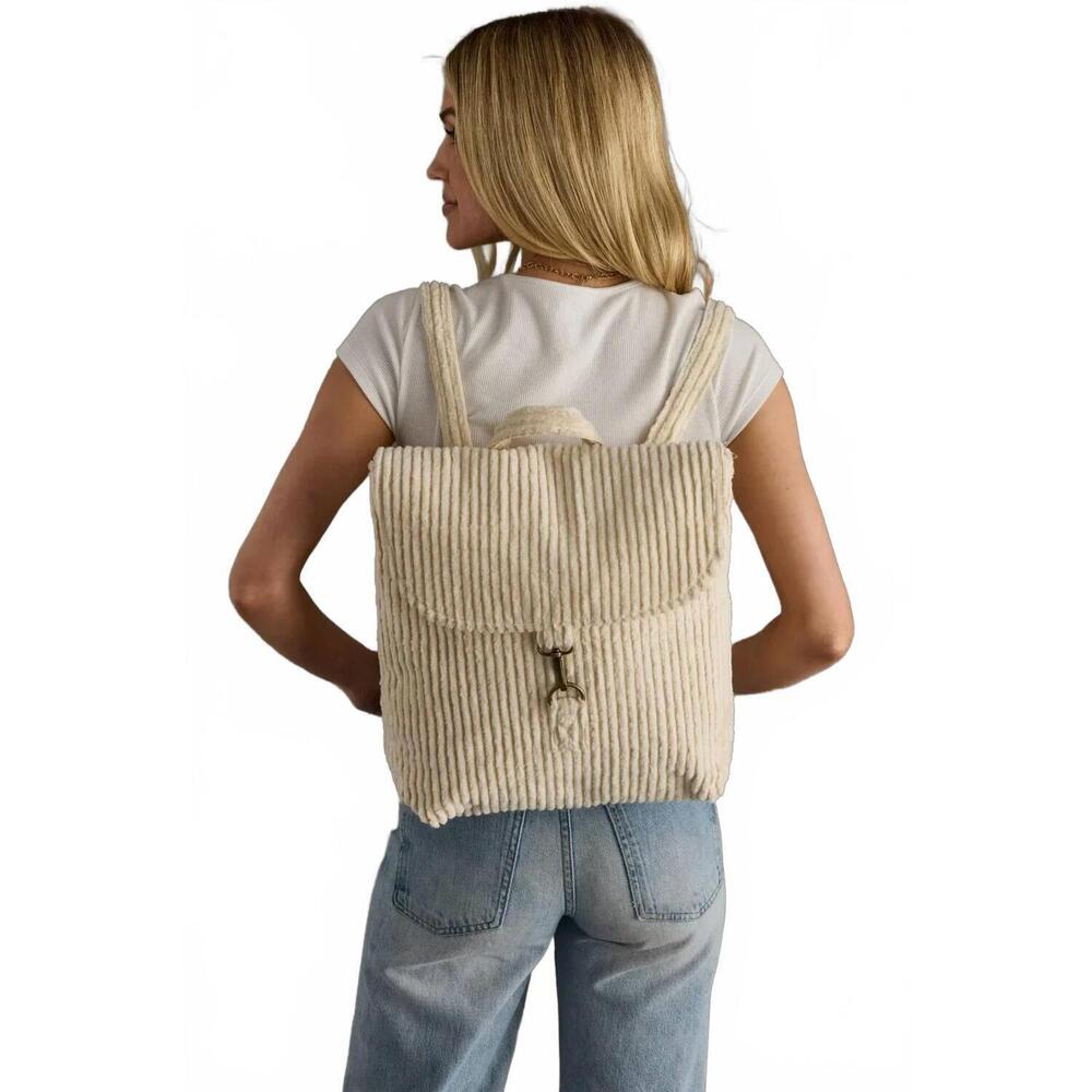 NEW PANACHE women's corduroy backpack in cream
